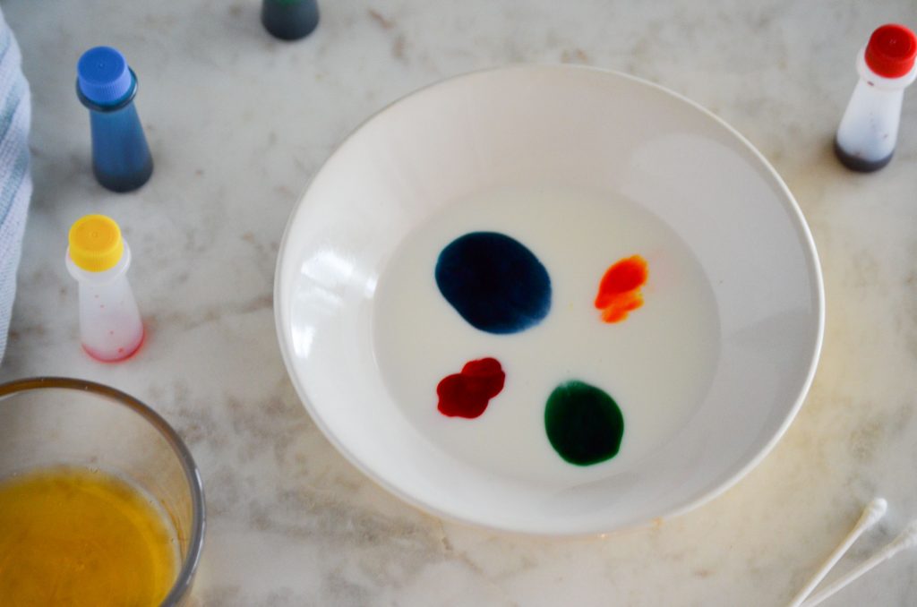 milk and food colouring science experiment