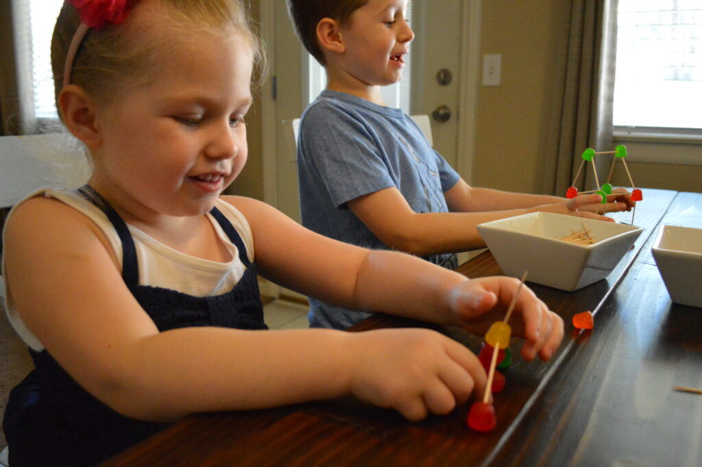 Kindergarten STEM Gum Drop Bridge