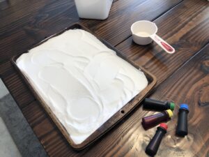 baking sheet with baking soda on it