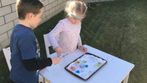 Making rainbows with baking soda STEM experiment