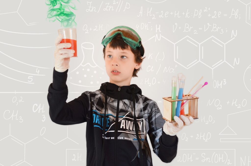 Boy with Chemicals in Hand