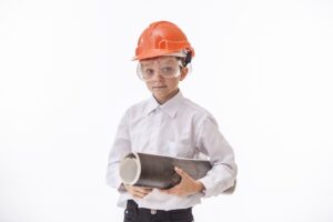 Kid in Engineer Getup