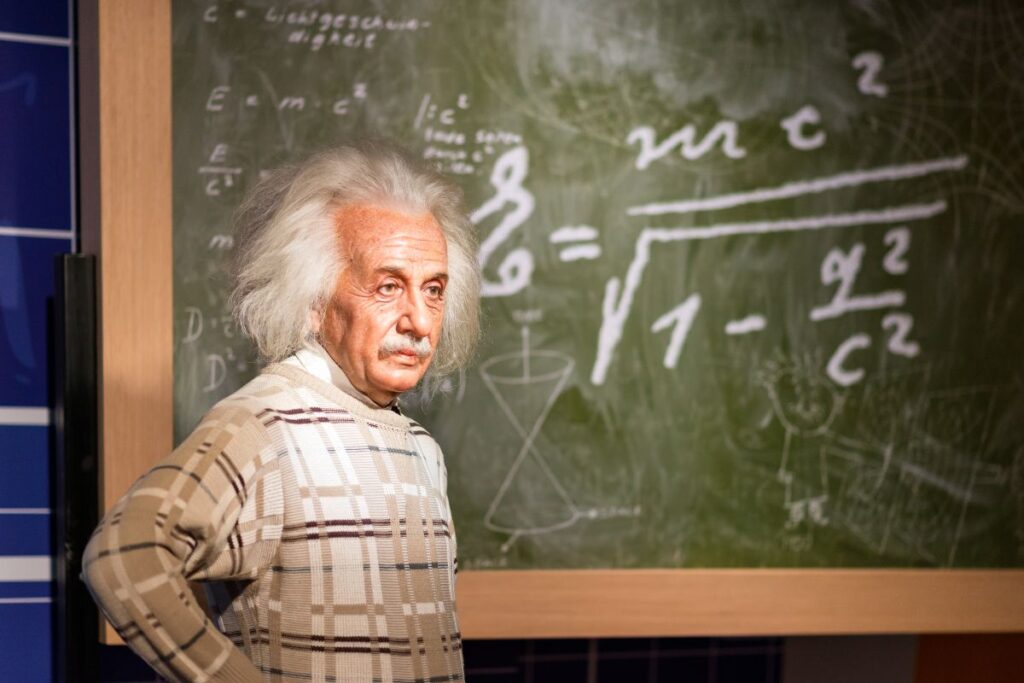 A waxwork of Albert Einstein on display at Madame Tussauds on July 22, 2015 in Bangkok, Thailand. Madame Tussauds' newest branch hosts waxworks of numerous.