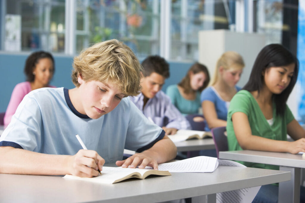 Students in a classroom.